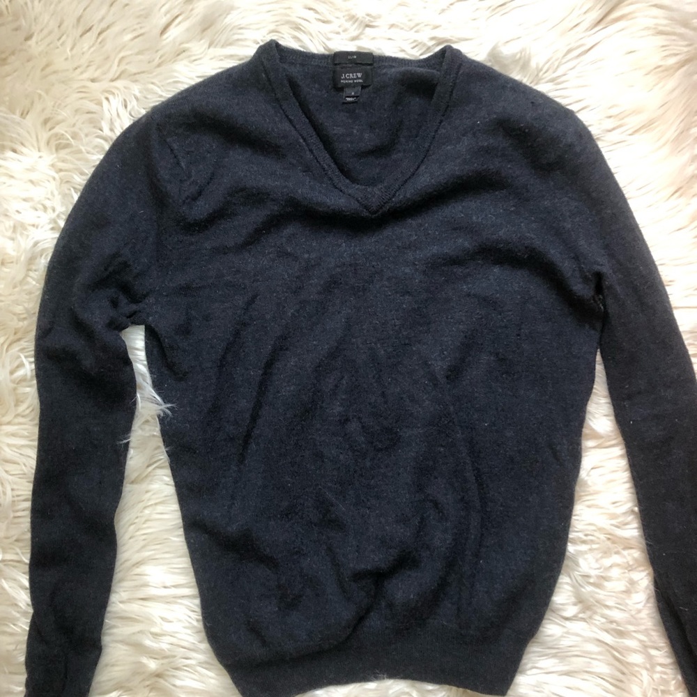 J. Crew Merino Gray V-Neck Sweater Sz S